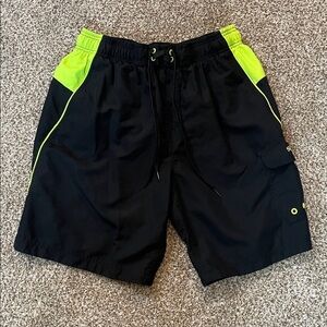 Speedo Black and Neon Green Swimwear